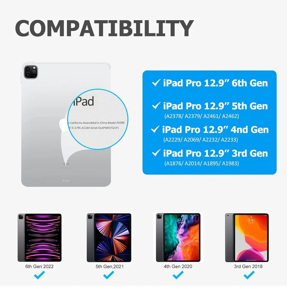 Keyboard Case for iPad Pro 12.9 inch (2022-2018) Wireless Bluetooth, Backlit